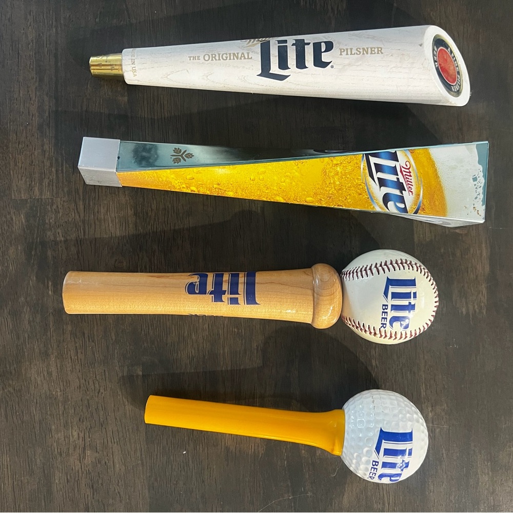 Miller Lite Beer Tap Handle Set - White, Yellow, Brown